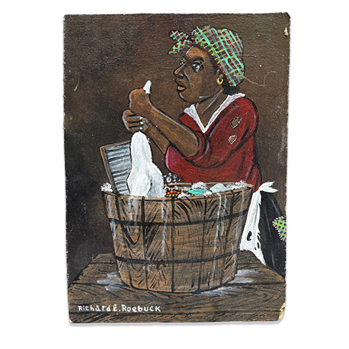 Richard E Roebuck 11x15 Woman at the Wash Tub on Wood WP6519